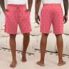 Ekouaer Men’s Pajama Shorts Soft Sleepwear Bottoms Elastic Waistband Loungewear Breathable Men Shorts with Pockets(Navy Blue and Pink Print)