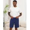 Ekouaer Men’s Pajama Shorts Soft Sleepwear Bottoms Elastic Waistband Loungewear Breathable Men Shorts with Pockets(Navy Blue and Pink Print)