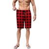 Ekouaer Men’s Pajama Shorts Soft Sleepwear Bottoms Elastic Waistband Loungewear Breathable Men Shorts with Pockets(Plaid Red)