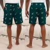 Ekouaer Men’s Pajama Shorts Soft Sleepwear Bottoms Elastic Waistband Loungewear Breathable Men Shorts with Pockets(Stripe and Dark Green Print)