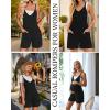 Ekouaer Rompers for Women Summer Casual Sleeveless Spaghetti Strap Jumpsuit Ribbed Shorts Overalls with Pockets(Black)