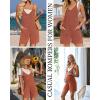 Ekouaer Rompers for Women Summer Casual Sleeveless Spaghetti Strap Jumpsuit Ribbed Shorts Overalls with Pockets(Caramel)