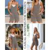 Ekouaer Rompers for Women Summer Casual Sleeveless Spaghetti Strap Jumpsuit Ribbed Shorts Overalls with Pockets(Coffee Brown)