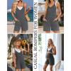 Ekouaer Rompers for Women Summer Casual Sleeveless Spaghetti Strap Jumpsuit Ribbed Shorts Overalls with Pockets(Dark Grey)