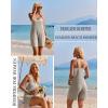 Ekouaer Rompers for Women Summer Casual Sleeveless Spaghetti Strap Jumpsuit Ribbed Shorts Overalls with Pockets(Khaki)