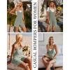 Ekouaer Rompers for Women Summer Casual Sleeveless Spaghetti Strap Jumpsuit Ribbed Shorts Overalls with Pockets(Light Green)