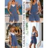 Ekouaer Rompers for Women Summer Casual Sleeveless Spaghetti Strap Jumpsuit Ribbed Shorts Overalls with Pockets(Navy Blue)
