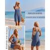 Ekouaer Rompers for Women Summer Casual Sleeveless Spaghetti Strap Jumpsuit Ribbed Shorts Overalls with Pockets(Navy Blue)
