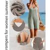 Ekouaer Rompers for Women Summer Casual Sleeveless Spaghetti Strap Jumpsuit Ribbed Shorts Overalls with Pockets(Navy Blue)