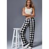 Ekouaer Soft Pajama Pants for Women, Elastic Waist Casual Lounge Yoga Pj Bottoms with Pockets(Black White Plaid)