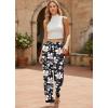 Ekouaer Soft Pajama Pants for Women, Elastic Waist Casual Lounge Yoga Pj Bottoms with Pockets(Flowers Black)