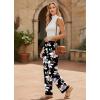 Ekouaer Soft Pajama Pants for Women, Elastic Waist Casual Lounge Yoga Pj Bottoms with Pockets(Flowers Black)