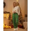 Ekouaer Soft Pajama Pants for Women, Elastic Waist Casual Lounge Yoga Pj Bottoms with Pockets(Green Christmas)