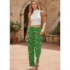 Ekouaer Soft Pajama Pants for Women, Elastic Waist Casual Lounge Yoga Pj Bottoms with Pockets(Green Christmas)