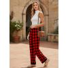 Ekouaer Soft Pajama Pants for Women, Elastic Waist Casual Lounge Yoga Pj Bottoms with Pockets(Red Black Plaid)