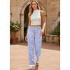 Ekouaer Soft Pajama Pants for Women, Elastic Waist Casual Lounge Yoga Pj Bottoms with Pockets(Spotted Blue)