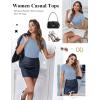 Ekouaer Women Short Sleeve Shirts Lightweight Thermal Tops Ribbed Knitted Outfit Tees Soft Crew Neck Undershirt Basic Clothes(Baby Blue)