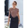 Ekouaer Women Short Sleeve Shirts Lightweight Thermal Tops Ribbed Knitted Outfit Tees Soft Crew Neck Undershirt Basic Clothes(Gray)