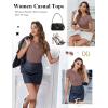 Ekouaer Women Short Sleeve Shirts Lightweight Thermal Tops Ribbed Knitted Outfit Tees Soft Crew Neck Undershirt Basic Clothes(Gray)