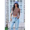 Ekouaer Women Short Sleeve Shirts Lightweight Thermal Tops Ribbed Knitted Outfit Tees Soft Crew Neck Undershirt Basic Clothes(Gray)