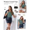 Ekouaer Women Short Sleeve Shirts Lightweight Thermal Tops Ribbed Knitted Outfit Tees Soft Crew Neck Undershirt Basic Clothes(Gray Green)