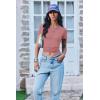 Ekouaer Women Short Sleeve Shirts Lightweight Thermal Tops Ribbed Knitted Outfit Tees Soft Crew Neck Undershirt Basic Clothes(Lotus Color)