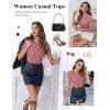 Ekouaer Women Short Sleeve Shirts Lightweight Thermal Tops Ribbed Knitted Outfit Tees Soft Crew Neck Undershirt Basic Clothes(Lotus Color)