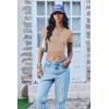 Ekouaer Women Short Sleeve Shirts Lightweight Thermal Tops Ribbed Knitted Outfit Tees Soft Crew Neck Undershirt Basic Clothes(Skin Color)