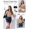 Ekouaer Women Short Sleeve Shirts Lightweight Thermal Tops Ribbed Knitted Outfit Tees Soft Crew Neck Undershirt Basic Clothes(Skin Color)