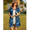 Ekouaer Women Zipper Front House Coat Short Sleeves Robe Zip Up Bathrobes Short Nightgown with Pockets S-3XL(Blue Leaf)