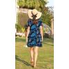Ekouaer Women Zipper Front House Coat Short Sleeves Robe Zip Up Bathrobes Short Nightgown with Pockets S-3XL(Blue Leaf)