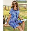 Ekouaer Women Zipper Front House Coat Short Sleeves Robe Zip Up Bathrobes Short Nightgown with Pockets S-3XL(Blue Paisley)