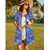 Ekouaer Women Zipper Front House Coat Short Sleeves Robe Zip Up Bathrobes Short Nightgown with Pockets S-3XL(Blue Paisley)