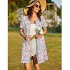 Ekouaer Women Zipper Front House Coat Short Sleeves Robe Zip Up Bathrobes Short Nightgown with Pockets S-3XL(Blue and Pink Floral)