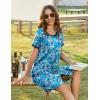 Ekouaer Women Zipper Front House Coat Short Sleeves Robe Zip Up Bathrobes Short Nightgown with Pockets S-3XL(Dark Blue Floral)