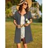 Ekouaer Women Zipper Front House Coat Short Sleeves Robe Zip Up Bathrobes Short Nightgown with Pockets S-3XL(Deep Gray)