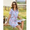 Ekouaer Women Zipper Front House Coat Short Sleeves Robe Zip Up Bathrobes Short Nightgown with Pockets S-3XL(Hibiscus Floral)