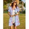 Ekouaer Women Zipper Front House Coat Short Sleeves Robe Zip Up Bathrobes Short Nightgown with Pockets S-3XL(Hibiscus Floral)