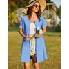 Ekouaer Women Zipper Front House Coat Short Sleeves Robe Zip Up Bathrobes Short Nightgown with Pockets S-3XL(Light Sky Blue)