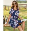 Ekouaer Women Zipper Front House Coat Short Sleeves Robe Zip Up Bathrobes Short Nightgown with Pockets S-3XL(Navy Blue Floral)