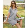 Ekouaer Women Zipper Front House Coat Short Sleeves Robe Zip Up Bathrobes Short Nightgown with Pockets S-3XL(Striped Print)