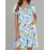 Ekouaer Women Zipper Front House Coat Short Sleeves Robe Zip Up Bathrobes Short Nightgown with Pockets S-3XL(Yellow Floral)