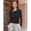Ekouaer Womens 3 Pack Long Sleeve Shirts Ruched Side Fitted Undershirts Round Neck Underscrubs Thermal Tops XS-XXL(Black/Brown)