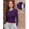 Ekouaer Womens 3 Pack Long Sleeve Shirts Ruched Side Fitted Undershirts Round Neck Underscrubs Thermal Tops XS-XXL(Black/Navy/Purple)