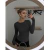 Ekouaer Womens 3 Pack Long Sleeve Shirts Ruched Side Fitted Undershirts Round Neck Underscrubs Thermal Tops XS-XXL(Brown/Caramel/Black)