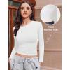 Ekouaer Womens 3 Pack Long Sleeve Shirts Ruched Side Fitted Undershirts Round Neck Underscrubs Thermal Tops XS-XXL(White/Khaki/Ash Grey)