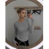 Ekouaer Womens 3 Pack Long Sleeve Shirts Ruched Side Fitted Undershirts Round Neck Underscrubs Thermal Tops XS-XXL(White/Khaki/Ash Grey)