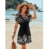 Ekouaer Women’s Cover Ups Casual Swimsuit Coverups Flowy Tie Waist Beach Cover Up Dress(Balck Beige Foliage)