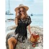 Ekouaer Women’s Cover Ups Casual Swimsuit Coverups Flowy Tie Waist Beach Cover Up Dress(Balck Beige Foliage)