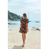 Ekouaer Women’s Cover Ups Casual Swimsuit Coverups Flowy Tie Waist Beach Cover Up Dress(Black Floral)